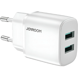 Charger Mobile Joyroom Dual Usb To Type-C Mini Fast Charger 2.4A L-2A123 White